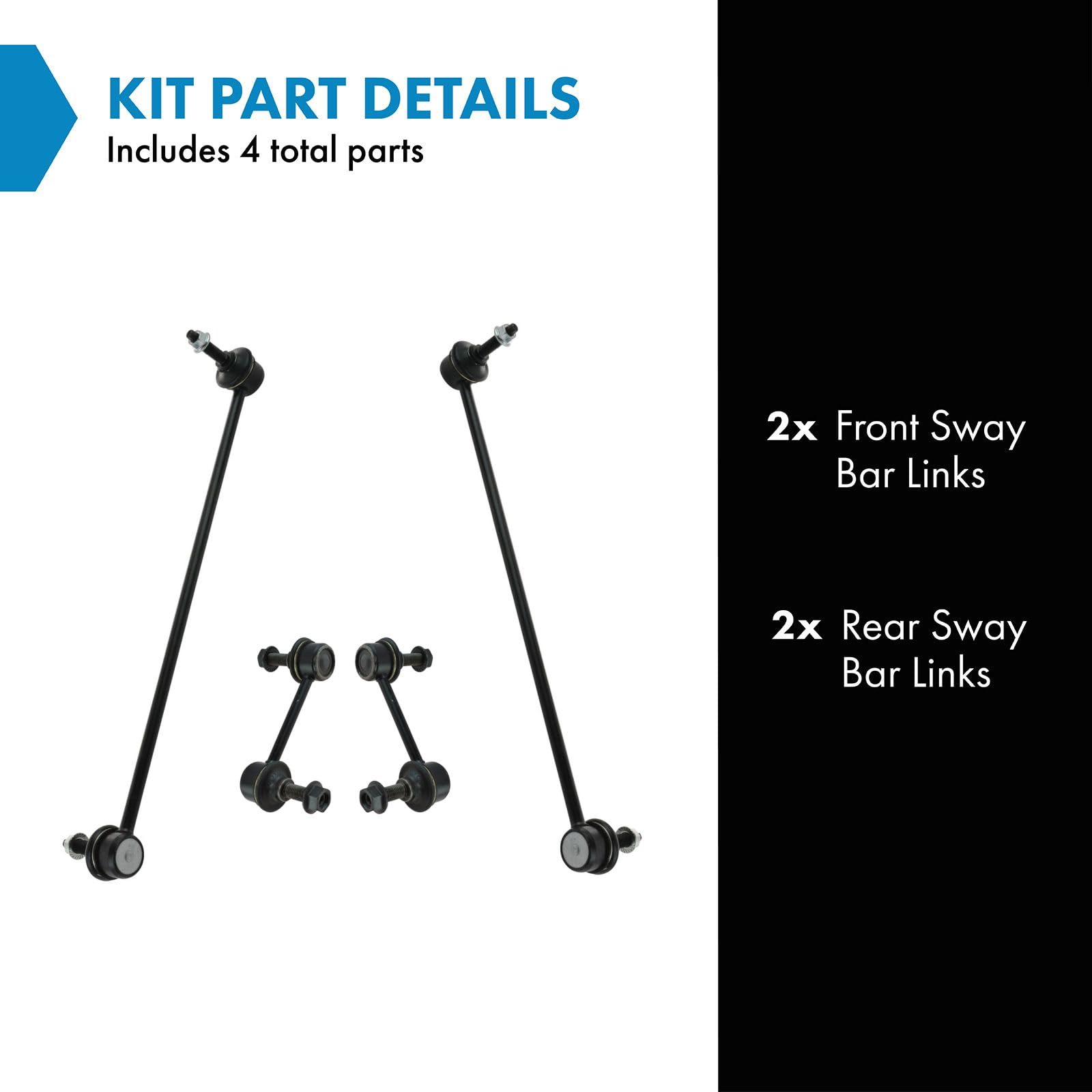 Trq Front & Rear Sway Bar Stabilizer Link Set Compatible With 2010-2015 Chevrolet Camaro