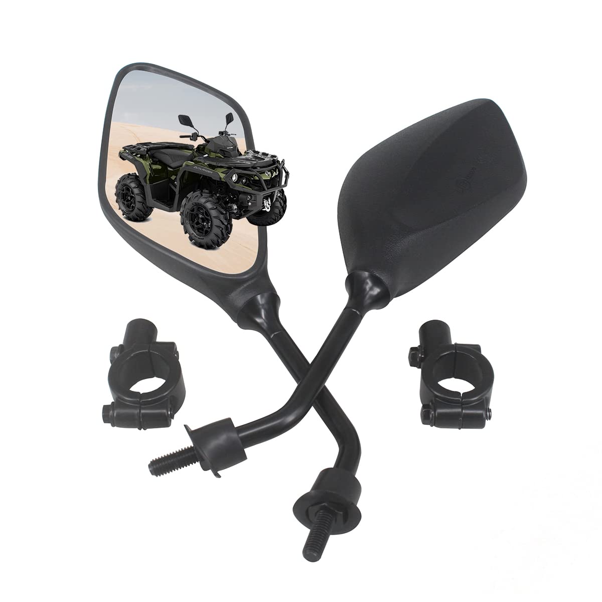 ATV Rear View Mirror, HKOO 360 Degrees Ball-Type ATV Side Rearview Mirror with 7/8'' Handlebar Mount for Motocycle Scooter Moped