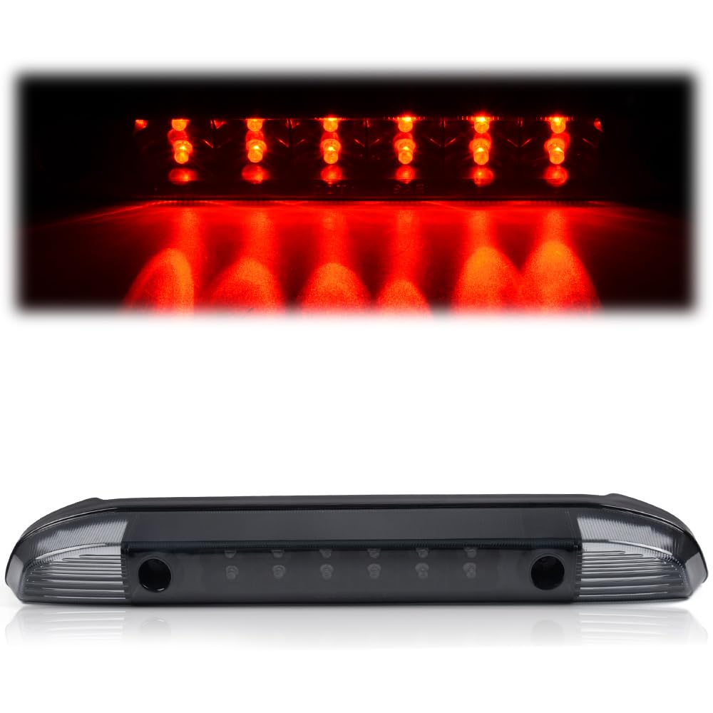 Cheda Third 3D Brake Lights, Compatible With 2001-2004 Nissan Frontier Pickup, Smoky Lens Black Housing Led Bar Tail Cargo Lamp
