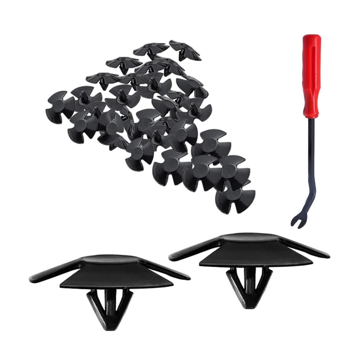 Car Hood Insulation Retainers, 30pcs Bumper Cover Retainer Clips with One Fastener Remover, Heat and Sound Insulation Nylon Clip