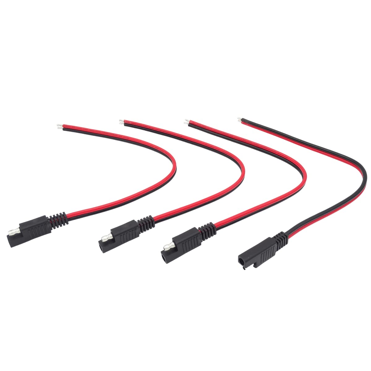 Zgmgzjd SAE Extension Cable - Quick Disconnect Plug for Automotive, RV, Motorcycle - 1ft, Red/Black - Model mc0029 (4 PCS)