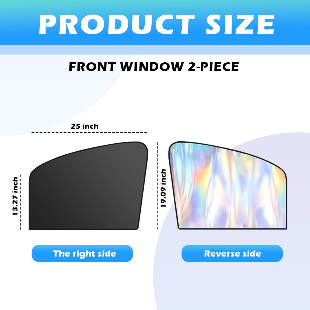 2PCS Holographic Front Car Window Shades,Magnetic Car Window Covers for Blocking Sunlight to Lower The Temperature Inside The Ca