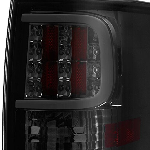 Akkon - For 2009-2014 Ford F150F-150 Smoked Lens [Dual C-Shape Tube] Led Tail Brake Light Lamps Lh+Rh Pair