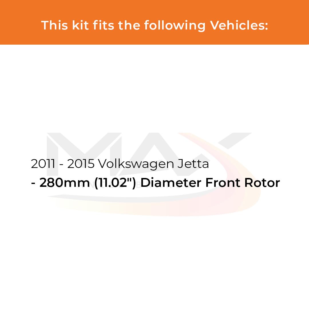 Max Advanced Brakes Front Brake Kit Compatible With 2011 2012 2013 2014 2015 Vw Jetta W/11.02 '' Front Rotor Replacement Drilled