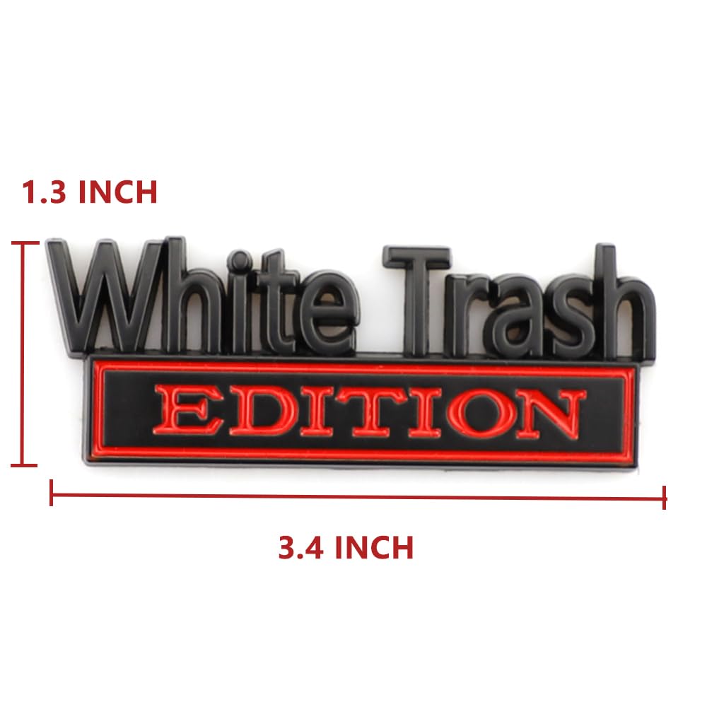 Carrun 2 Pcs White Trash Edition Emblem Car Side Rear Front Hood Trunk Door Bumper Metal Badge 3D Decal Sticker For F-150 F250 F