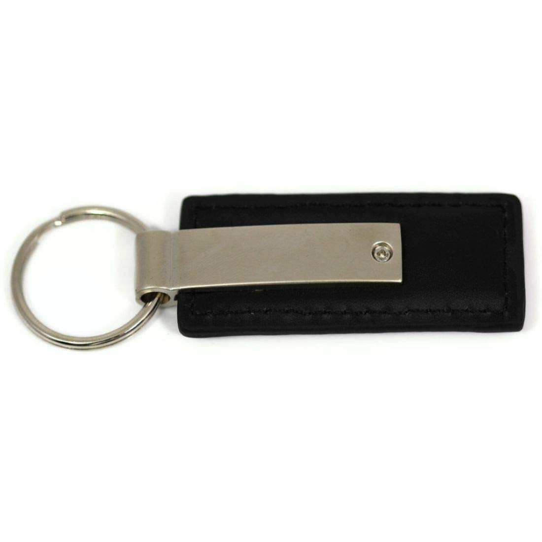 Au-Tomotive Gold Rectangular Leather Key Chain For Ford Mustang (Black)