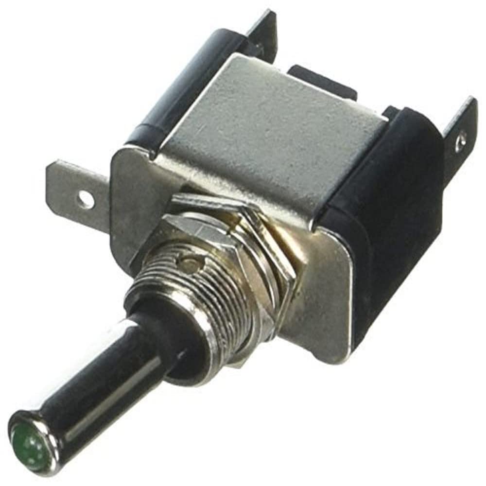 Wirthco 20522 On/Off Heavy Duty Green Led Illuminated Metal Toggle Switch 25A Retail Pkg