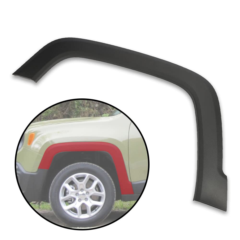 G-PLUS Front Wheel Arch Fender Flares Compatible With 2015-2021 Jeep Renegade, Fender Trim Molding Moulding Black Wheel Cover Pr