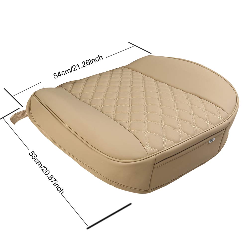 Black Panther Pu Car Seat Cover, Front Seat Protector Compatible With 95% Vehicles,Embroidery,Anti-Slip & Full Wrapping Bottom (W 21.26''×D 20.86”)(1Piece,Beige)