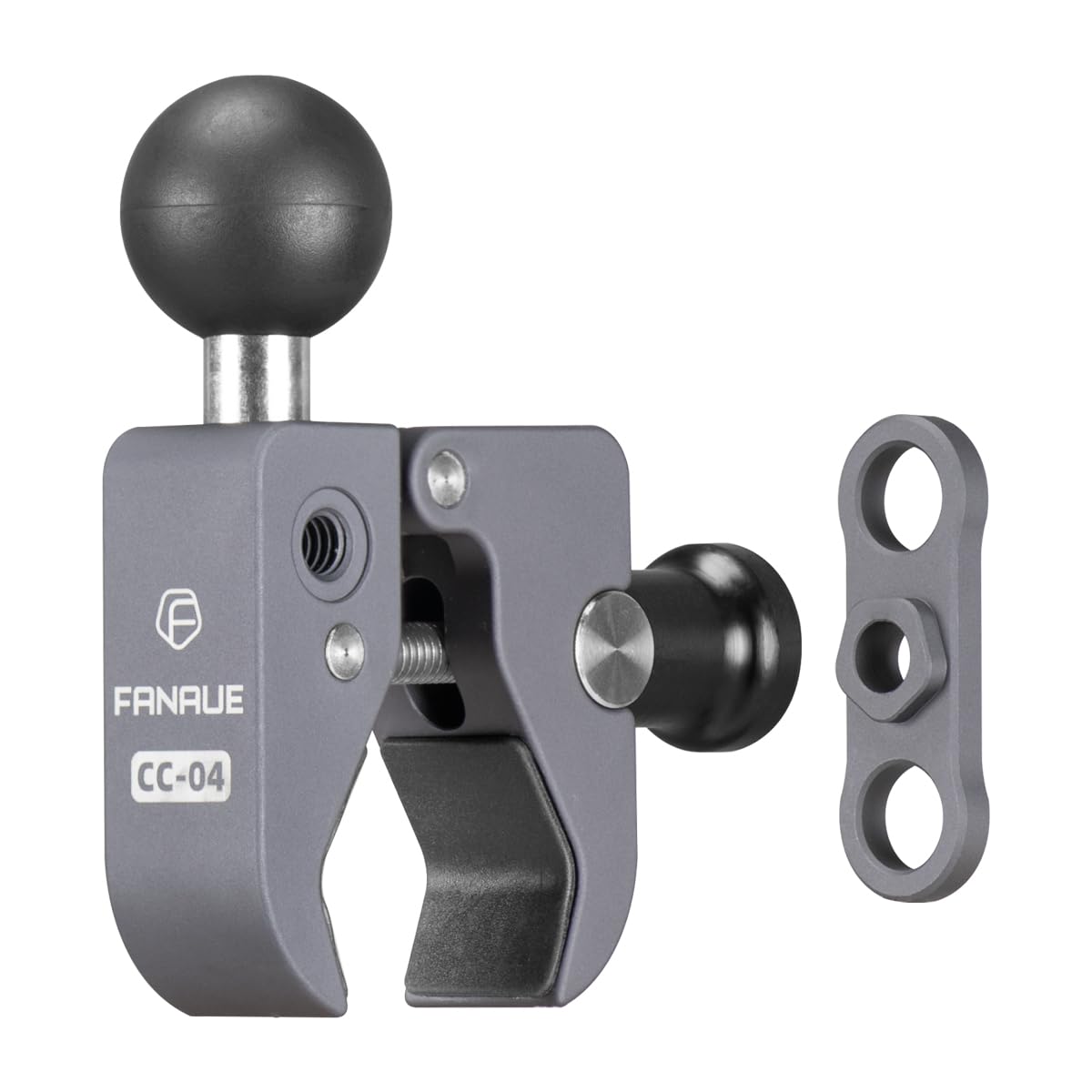 Fanaue Cc-04F Anti-Theft Handlebar Base Mount Strong Rod Clamp With 1 Inch Ball Head For Rails 0.5' To 2.0' Diameter, Compatible With Ram Mounts B Size Double Socket Arm & Bike Motorcycle Phone Holder