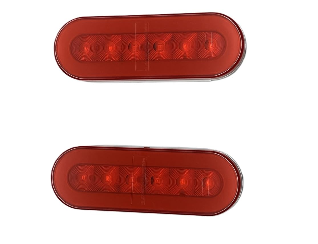 United Pacific (2) '' Halo Red 22 Led 6'' Oval Trailer Truck Stop Turn Brake Tail Light Kits