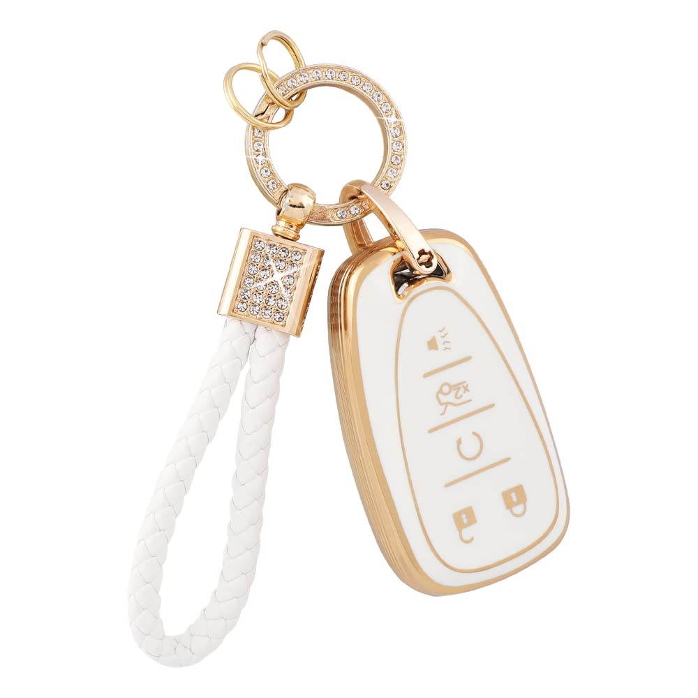 Pifoog Key Fob Case For Chevy Tpu 5 Button Keys Cover Shell Glittering Car Keychain For Malibu Equinox Trax Camaro Blazer Traver