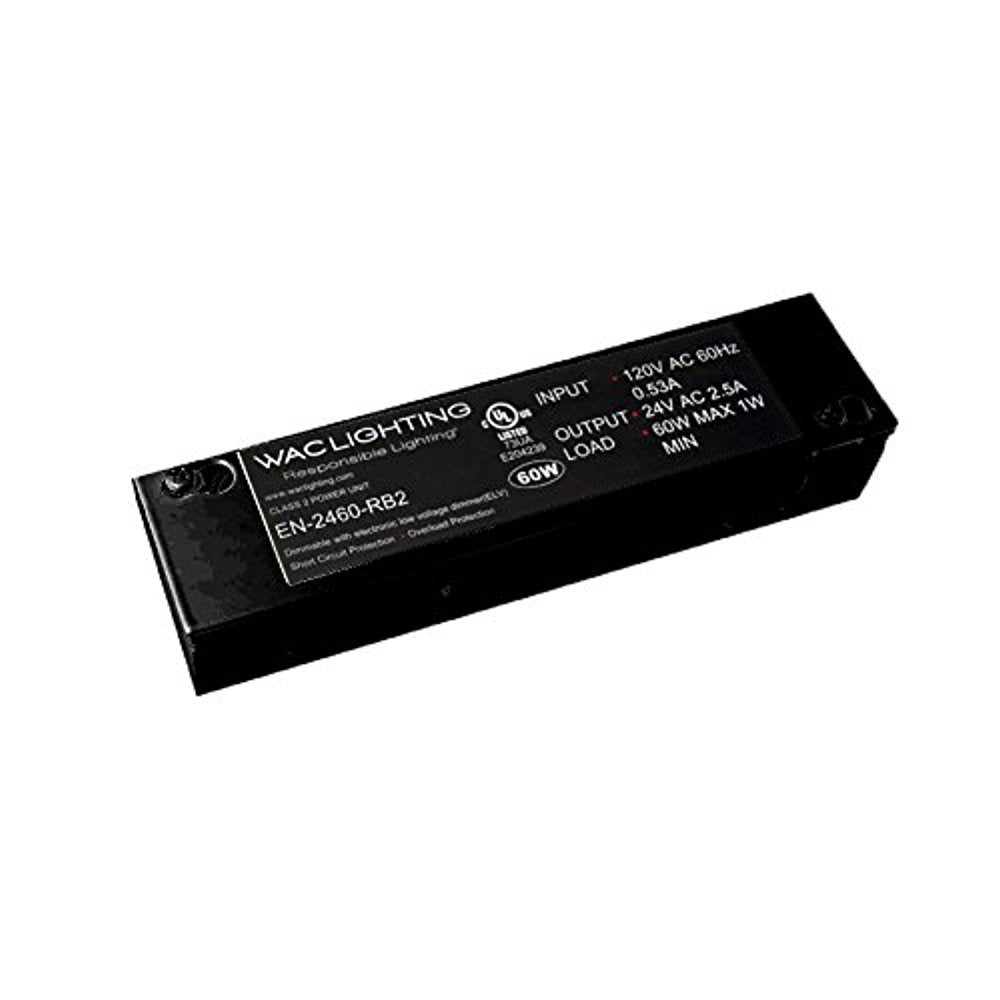 Wac Lighting En-2460-Rb2 120V Input 24V Output 60W Remote Enclosed Electronic Transformer, Black