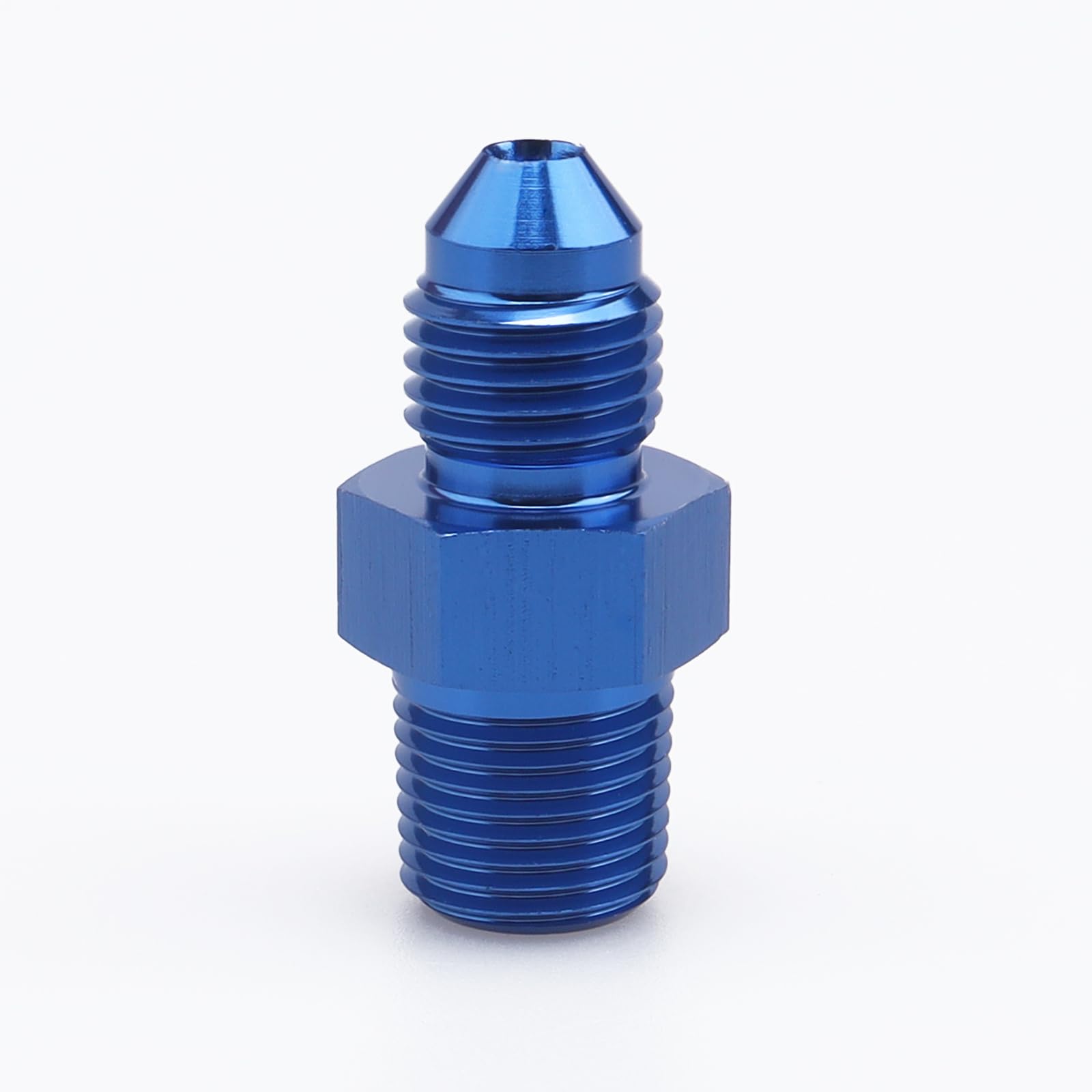 Ac Performance Male 1/8'' Npt To -3 An Flare Adapter Straight Aluminum Blue