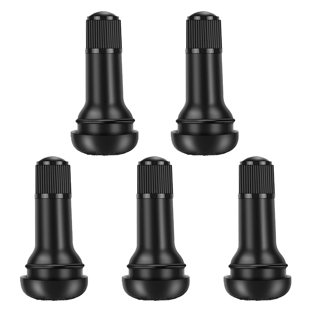 Riseuvo 5pcs TR413 Tire Valve Stem - Rubber Snap-in Valve Stems, Tire Valve for 0.453 Inch Rim Hole