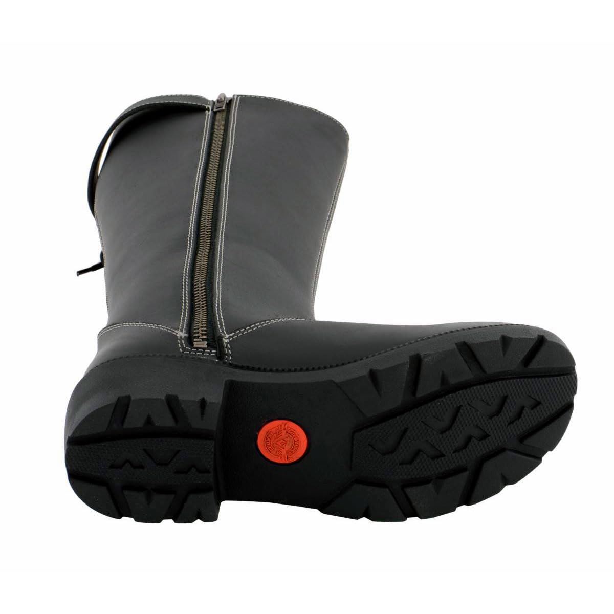 Milwaukee Leather MBL9370 Women's Black 17-Inch Lace Side Leather Boots with Contrast White Stitching - 7.5