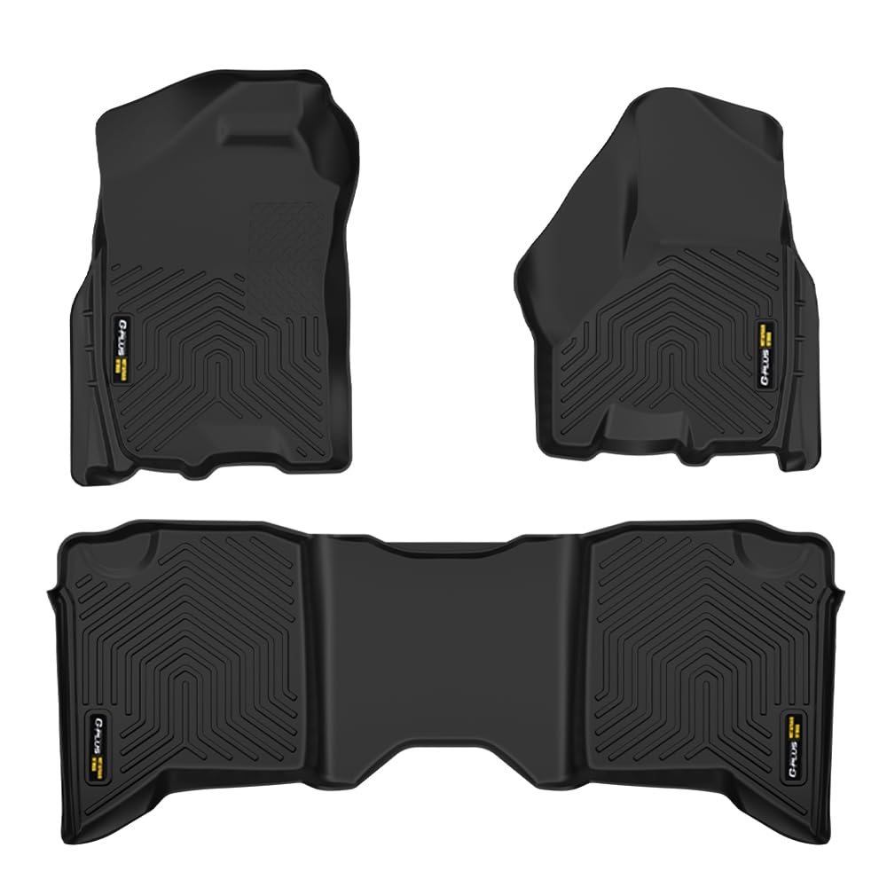G-PLUS TPE 3PCS Floor Mats,Compatible with 2009-2018 Dodge Ram Crew Cab(NOT Fit Quad Cab),Cargo Liner All Weather Full Cover Pro