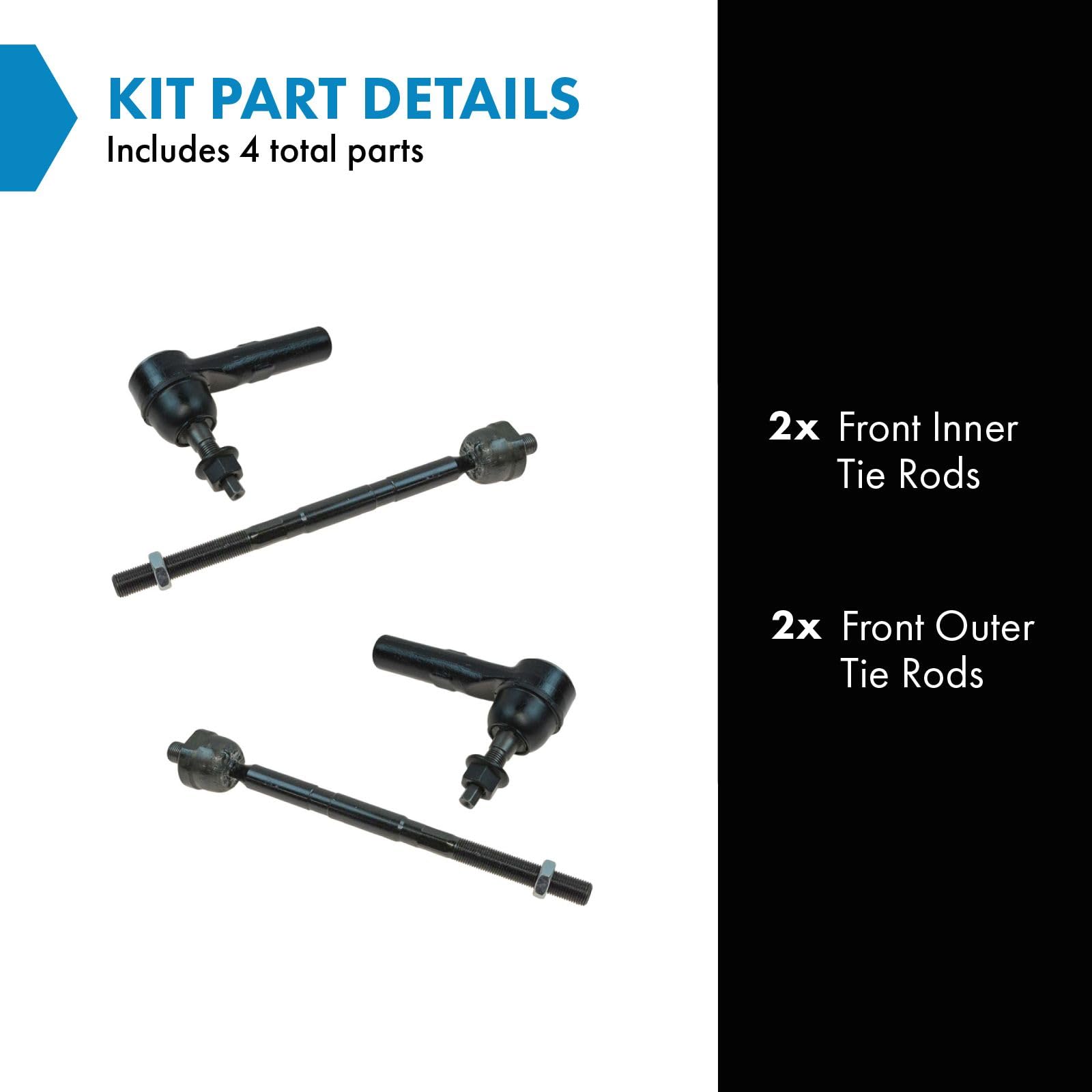 Trq Front Tie Rod Set Compatible With 2006-2010 Jeep Commander 2005-2010 Grand Cherokee