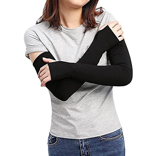 Winkelen Black Full Arm Sleeves Gloves With Thumb Hole | Uv Fingerless Full Hand Gloves For MenS And WomenS Driving Gloves | D