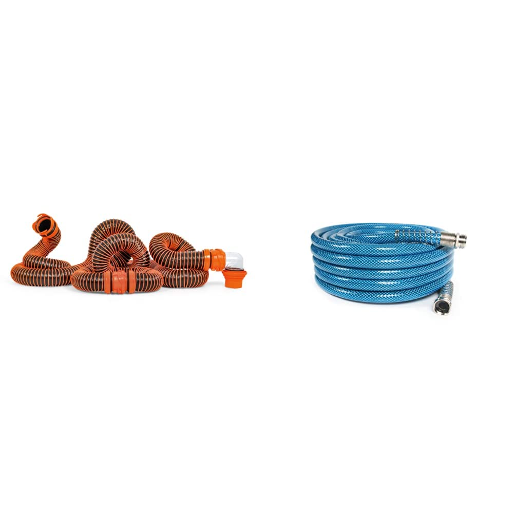 Camco Rhinoextreme 20-Foot Camper/Rv Sewer Hose Kit + Camco Tastepure 50-Foot Premium Drinking Water Hose