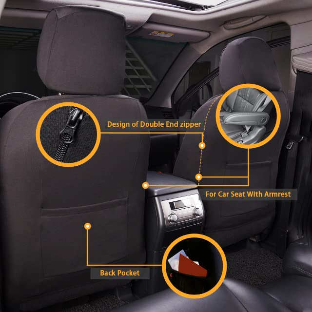 Flying Banner car seat Covers Quality Carbon Fiber Air Mesh Fabric Sport Low High Back Bucket Back Pocket Arm Rest (Full Set - L