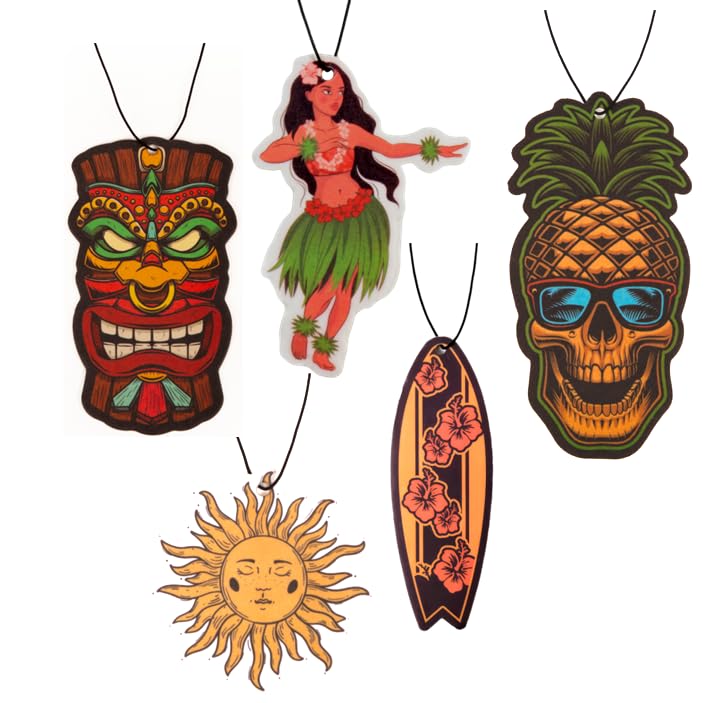 Fresh Fresheners Cute Funny Car Air Fresheners 4-Pack (Tropical 5-Pack)