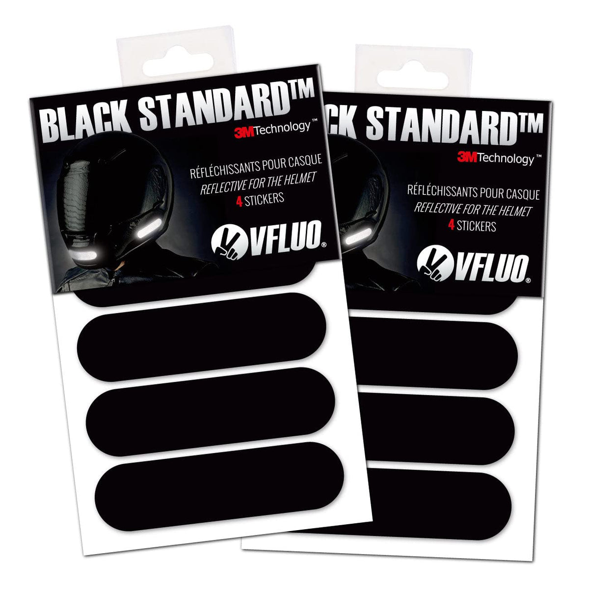 Vfluo - Kit 4 Retro Reflective Stripes Stickers For Mortorcyle Helmet - Retro Reflective Stickers Technology 3M - High Visibility - Discreet And Design - Maximum Grip - Set Of 2