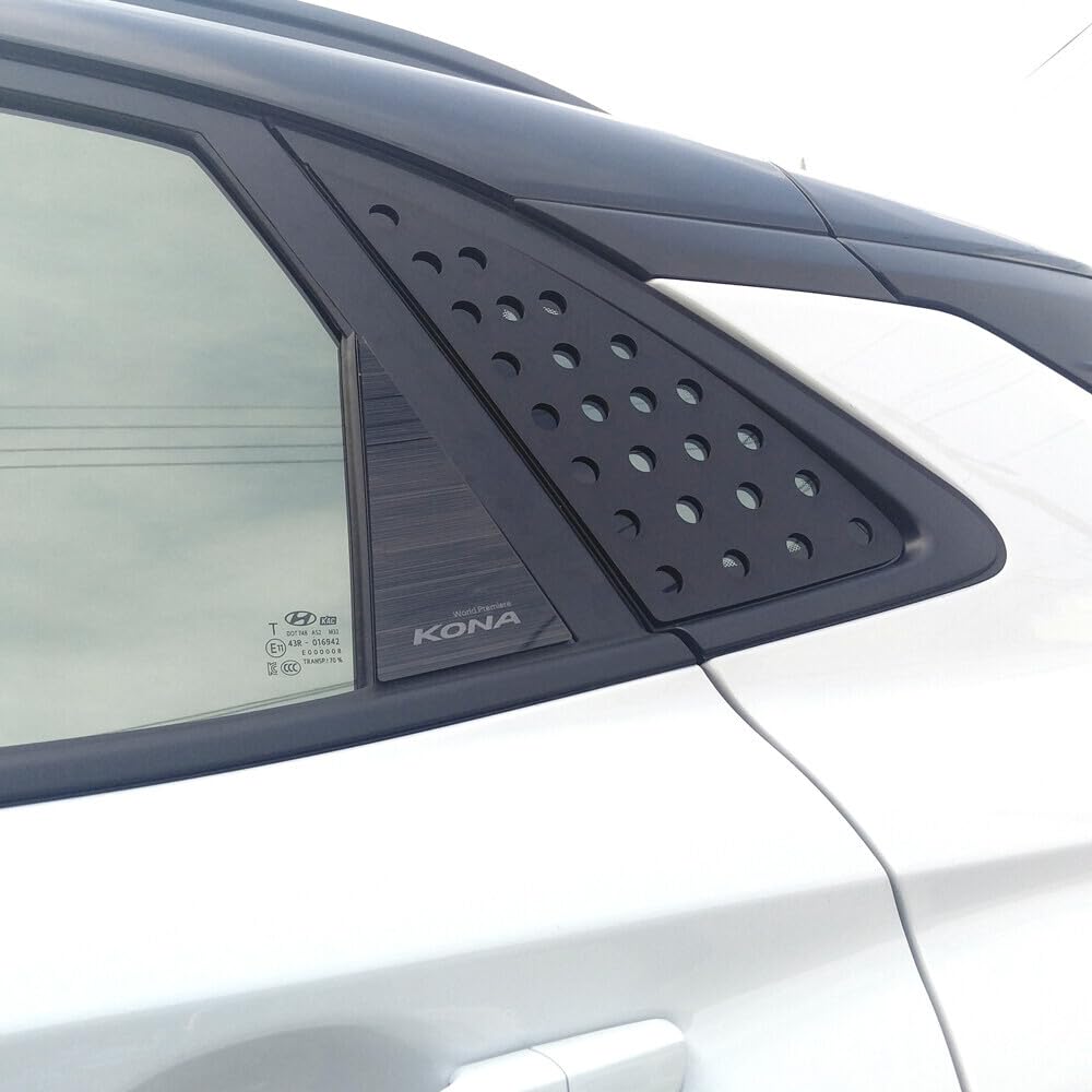 Silver Lettering C Pillar Window Sports Plate Panel Accessories Lh Rh For Hyundai Kona (Black Plate)