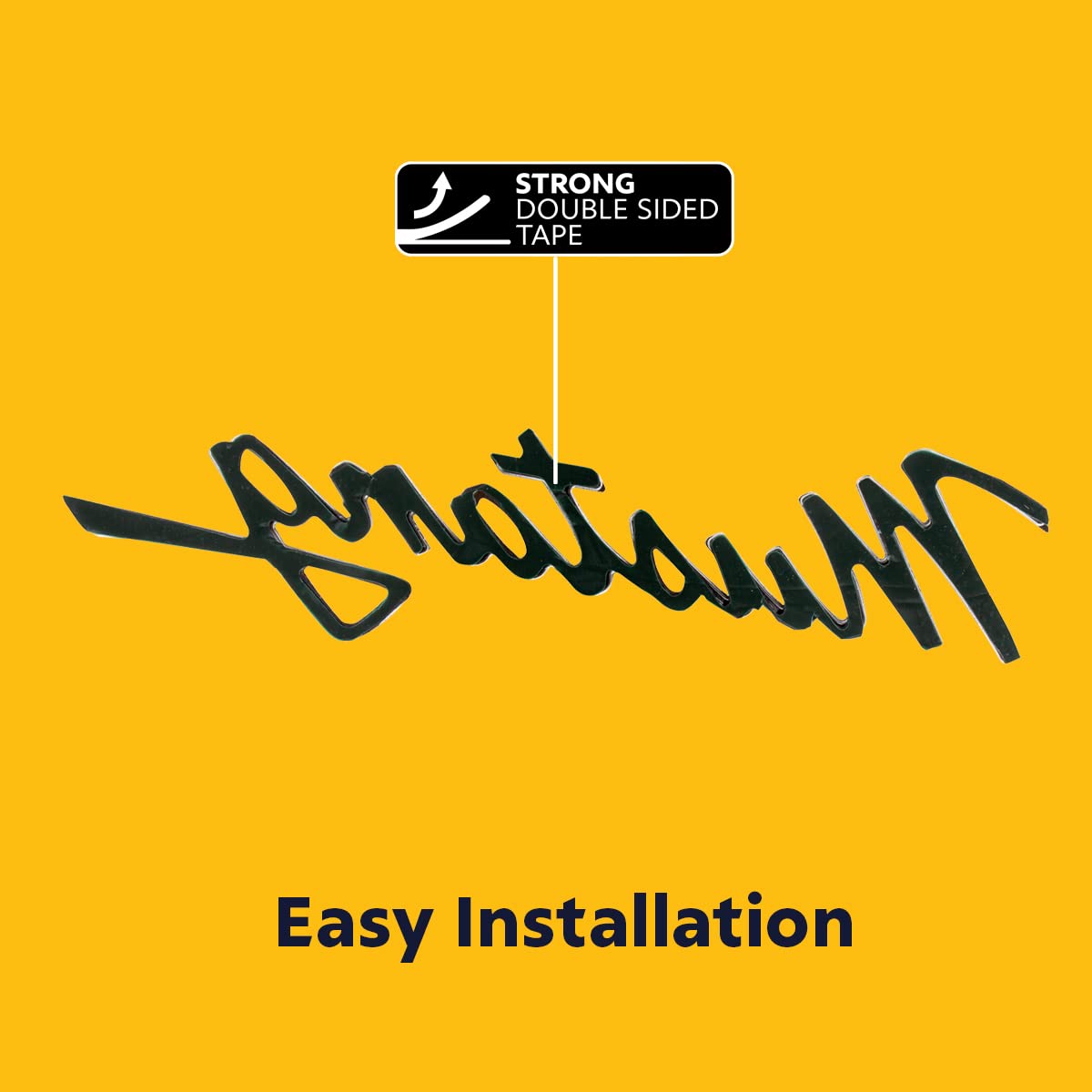 United Pacific F6802 Tripe Chrome Die-Cast “Mustang” Script Emblem, Badge Replacement, Double-Sided Tape, Easy Installation – ONE Unit