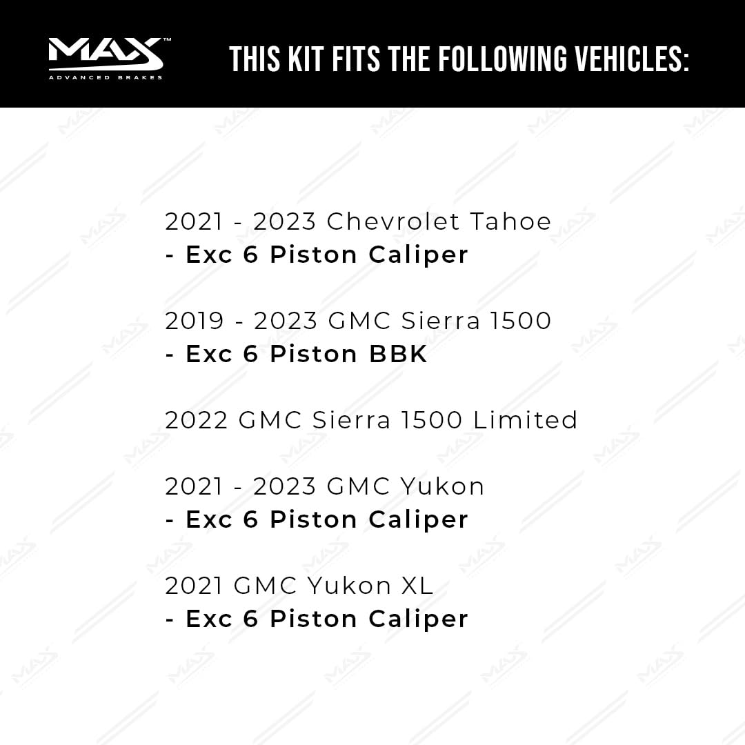 Max Advanced Brakes Front Brake Kit Compatible With 2020-2023 Chevy Silverado 1500 Ltd Suburban Tahoe Standard Brakes Replacemen