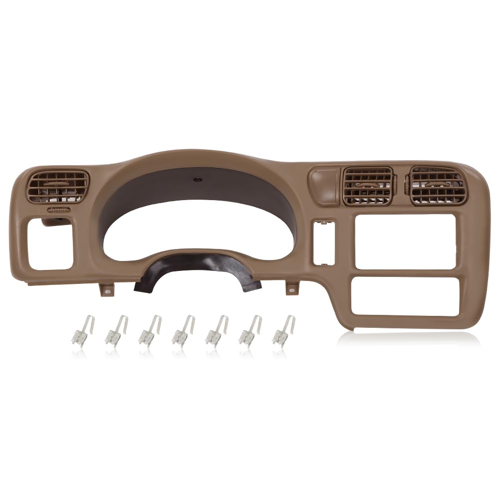 PIT66 Dashboard Bezel Cluster Dash Bezel Trim Double Din Compatible with Chevy Blazer S10 GMC Jimmy Sonoma 1998-2004,Beige