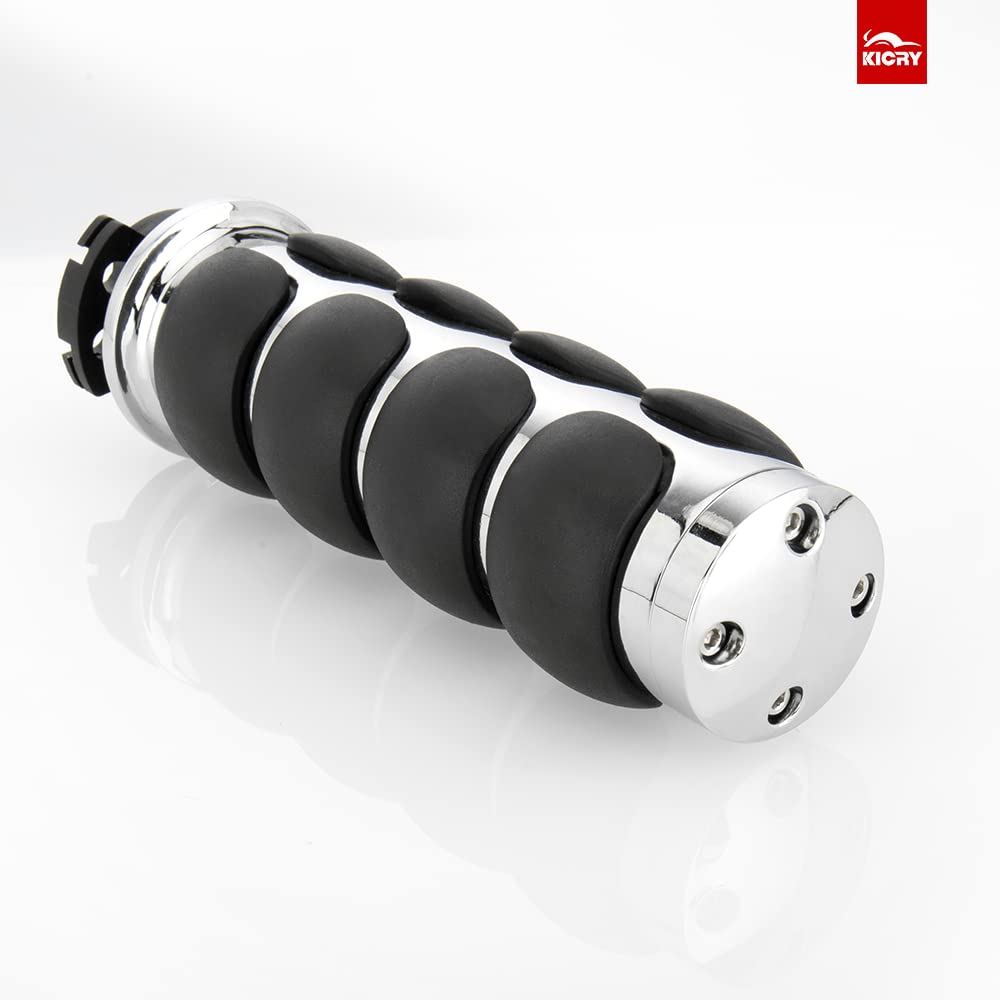 Kicry Motorcycle Hand Grips 1 Inch Handlebar Throttle Grips 25Mm Chrome Black Aluminum Rubber Compatible With Harley Davidson Dyna Sportster Road King Street Glide Fat Boy Honda Shadow Vtx(Chrome#1)