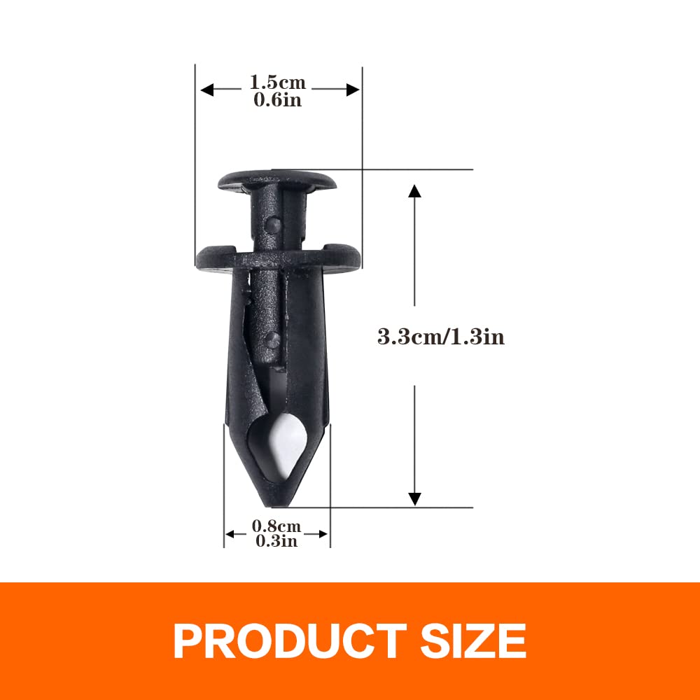Banseko 100 Pieces Plastic Black Fender Clips,Nylon Plastic Fastener Push Type Fender Retainer Pins Rivets Bumper Clips For Honda Rancher Foreman Rubicon Rincon Trx680 Trx650,8Mm