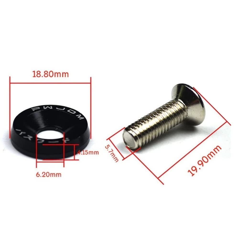 20Pcs/Set Bumper Fender Washers Engine Bay Dress Up Bolts Fasteners M6 Jdm Fender Washer Kit-Black