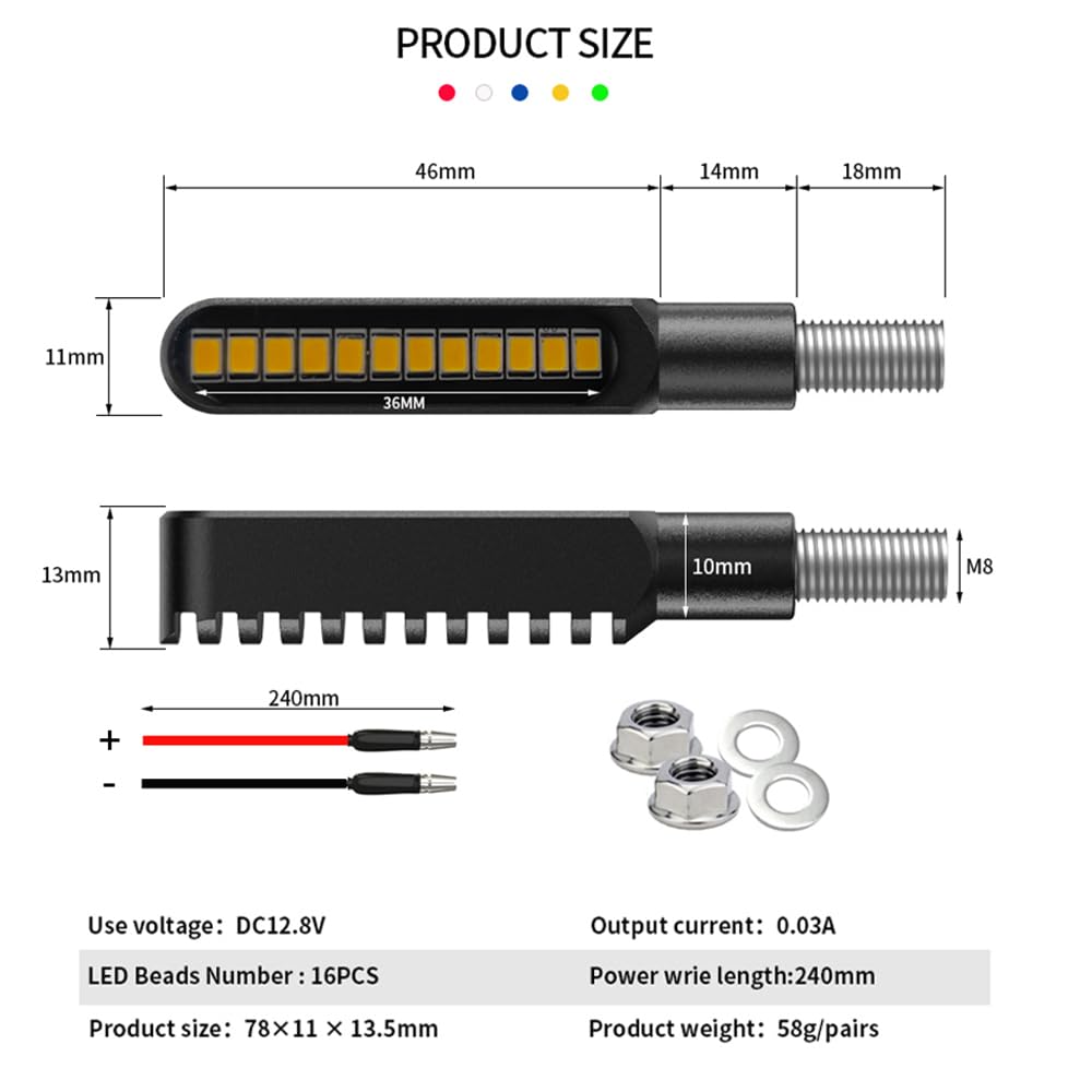 Blyilyb Waterproof Motorcycle Blinkers Indicator Turn Signal Amber Flowing Sequential Universal Lamp (Pack Of 2)