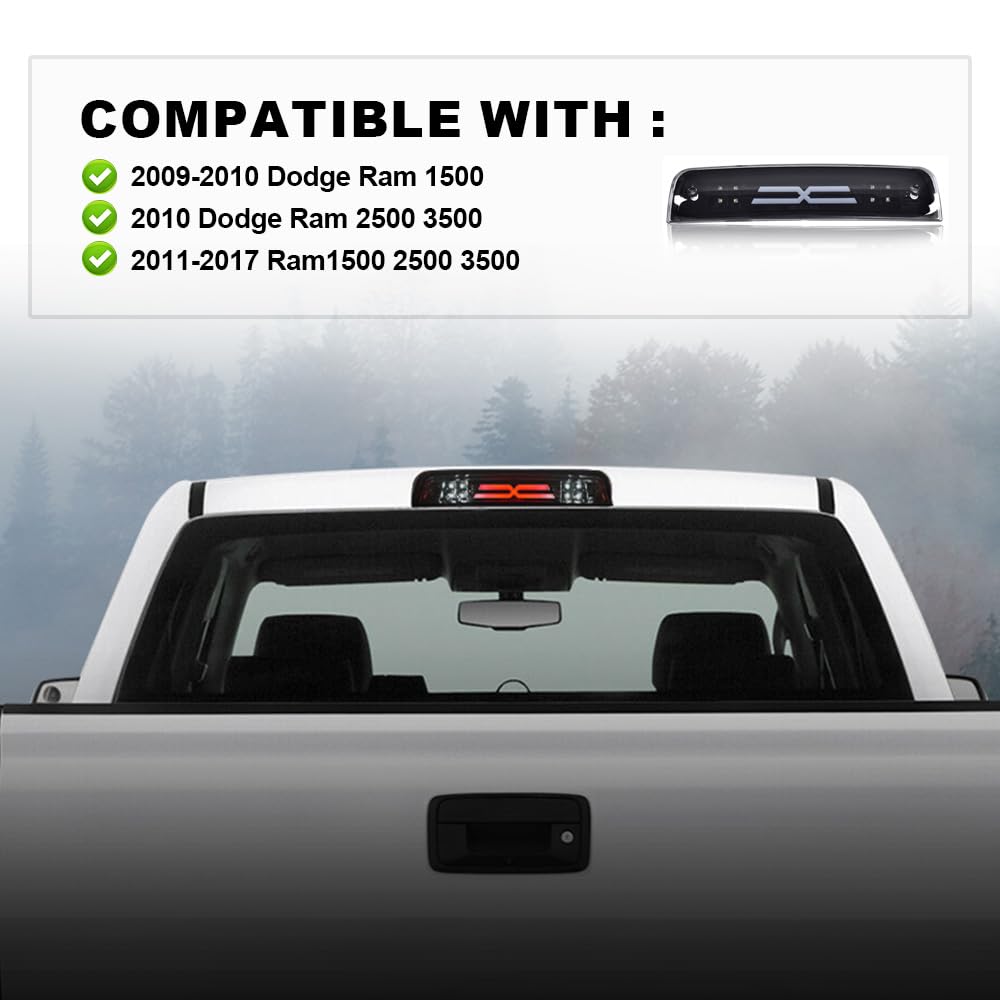 Pit66 Led Bar 3Rd Brake Light, Compatible With 2009-2017 Dodge Ram 1500 2500 3500 X Type High Mount Stop Light Rear Tail Cargo L