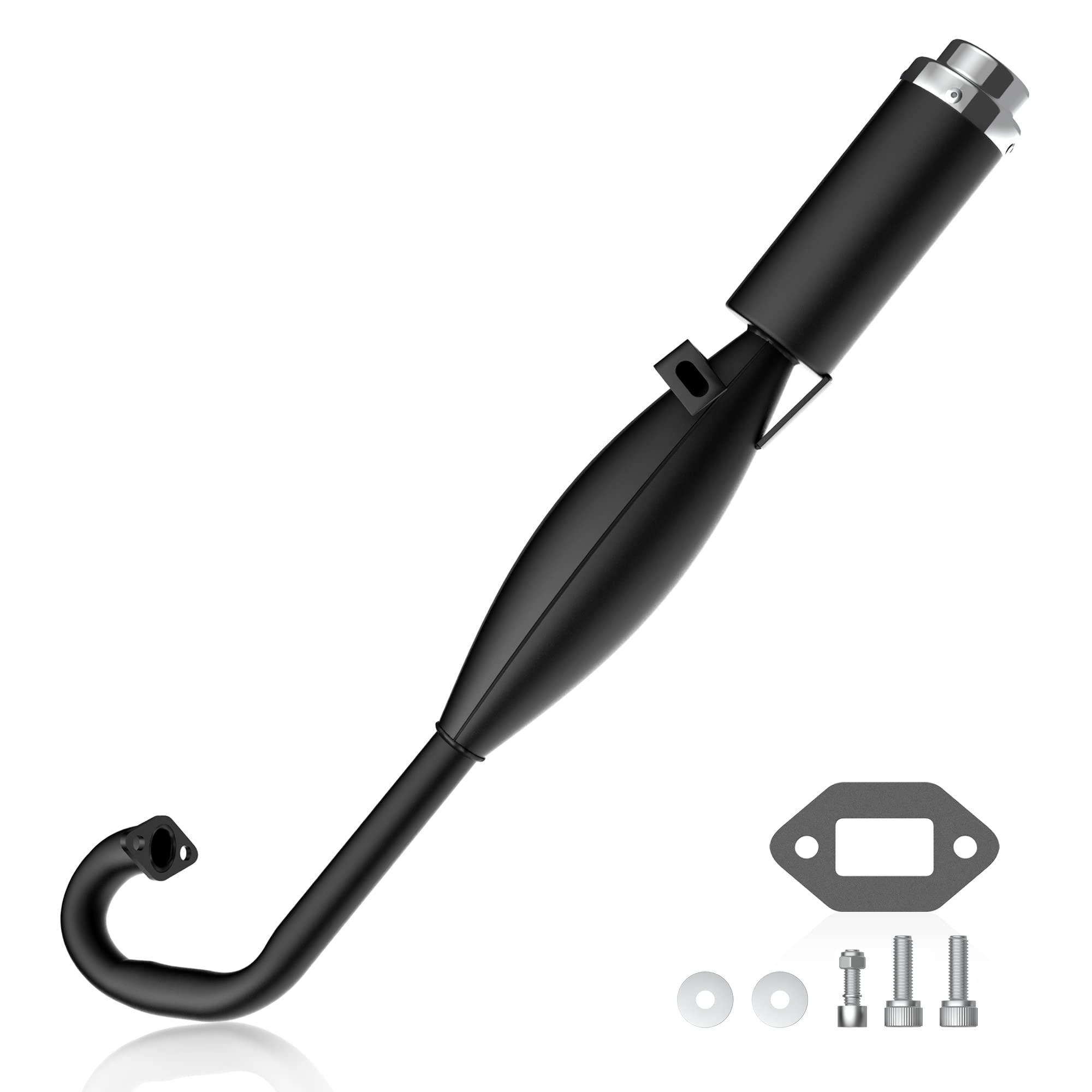 2-Stroke Muffler Exhaust Pipe With Expansion Chamber - Angled Design With Pipe Gasket - Compatible With 47/49Cc Cag Daytona Pocket Bikes, Kids Mini Dirt Bike - Easy To Install