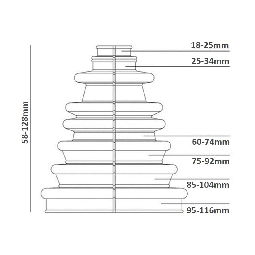 Bailcast Cvs18 Universal Split Constant Velocity Joint Gaiter Boot Replacement Kit, Black