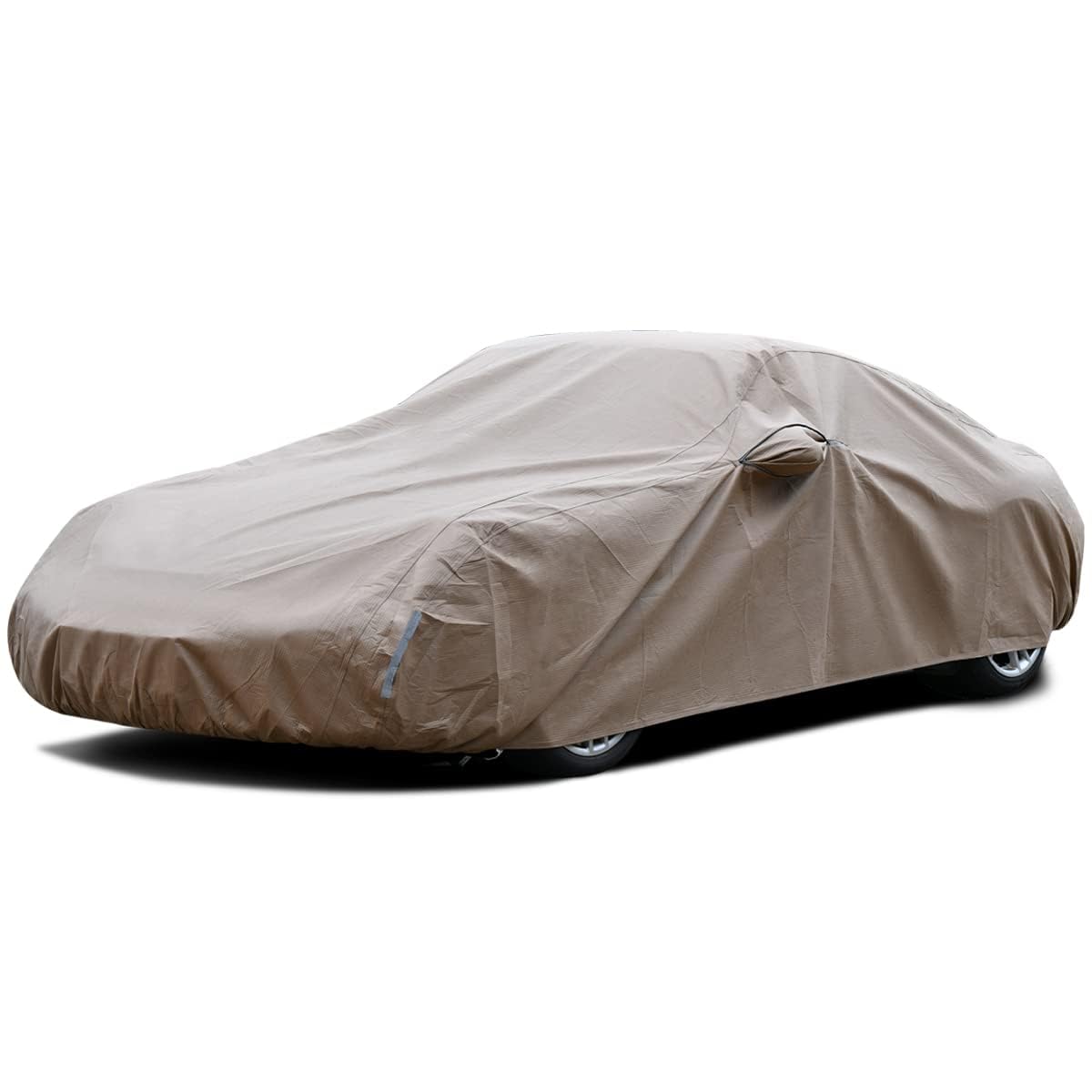 Tecoom Car Cover Waterproof All Weather,Non-Woven Breathable Outdoor Car Covers For Automobiles W/Zipper Pockets Sun Uv Wind Hai