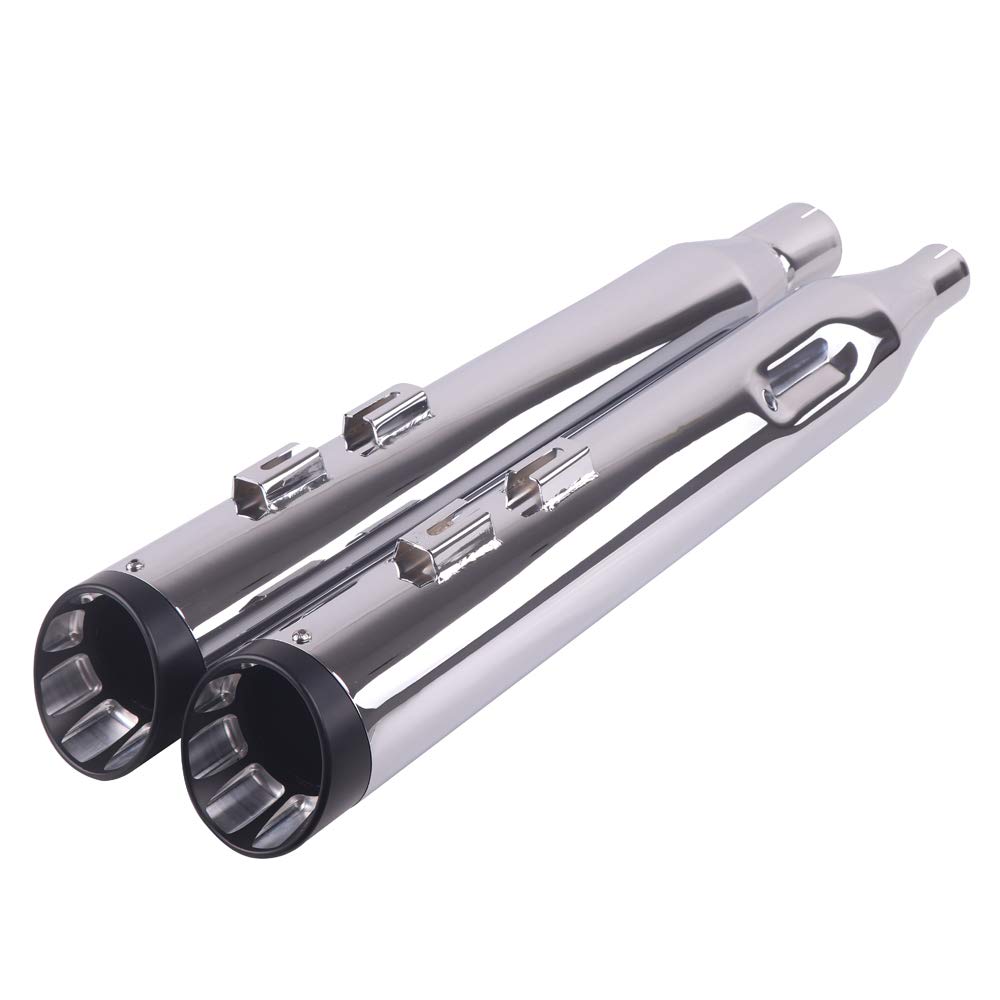 Sharkroad 4 Chrome Slip-On Mufflers Exhaust Pipes For Harley Touring 2017-2023 Street Glide, Road Glide, Road King,Electra Glide, 21Cb