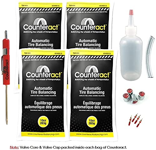 Counteract DIYK-10 Do It Yourself Tire/Wheel Balancing Beads Kit - Off -Road, Medium/Heavy Duty Truck Tires, (4) 10oz DIY Bead Bags, (4) Valve Caps and Cores, (1) Core Remover, Injector Bottle
