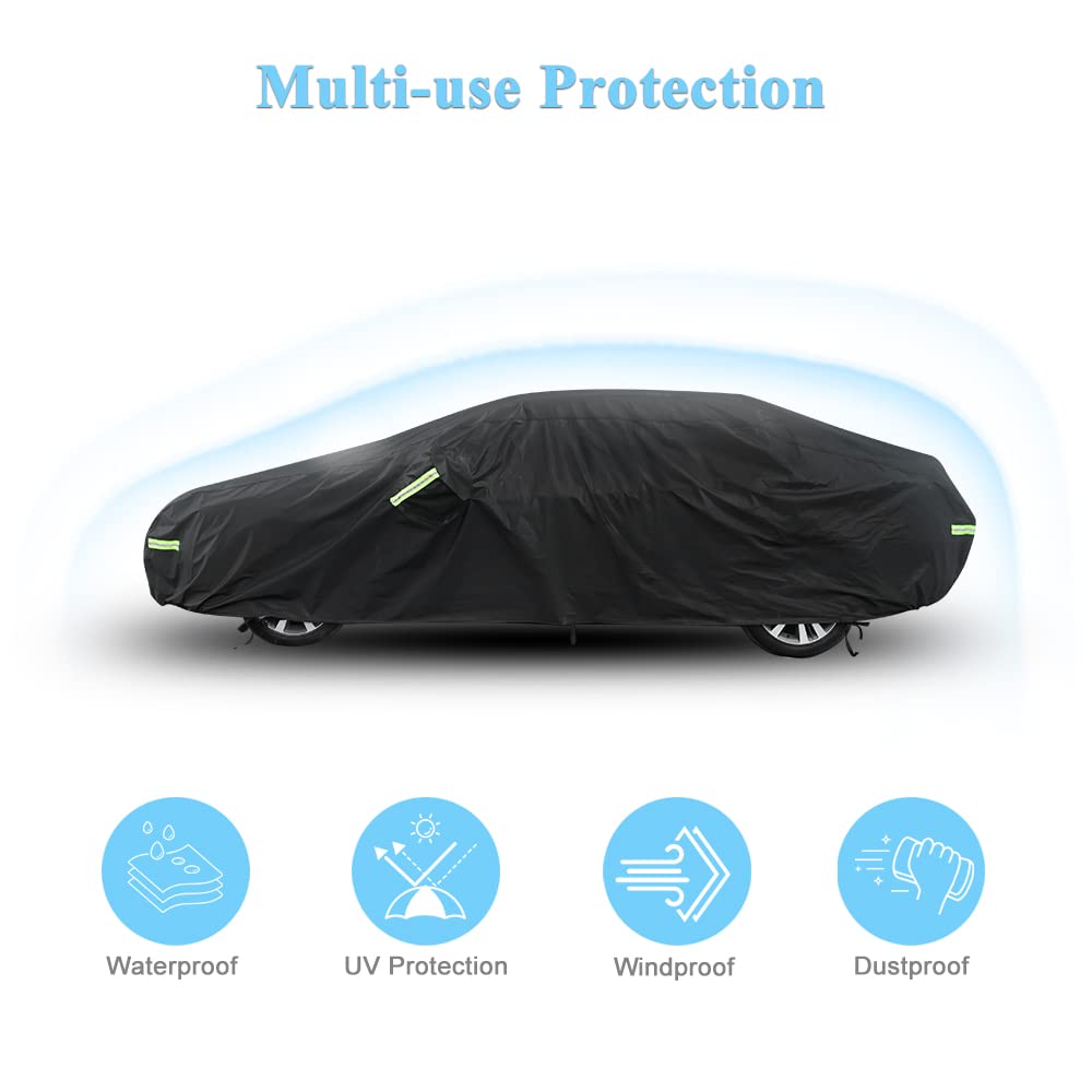 Morhept Car Cover Custom Fit For Toyota Camry, Waterproof All Weather Full Exterior Cover Rain Snow Uv Protection Cover With Doo