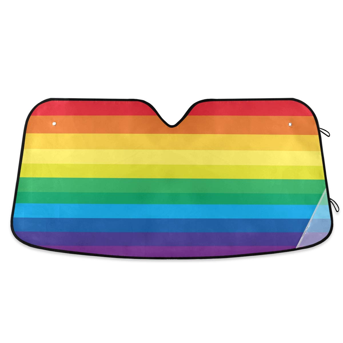 Car Windshield Sunshade Striped Multicolored Rainbow Pattern, Blocks Sun Visor Protector Foldable Sun Shield Keep Your Vehicle C