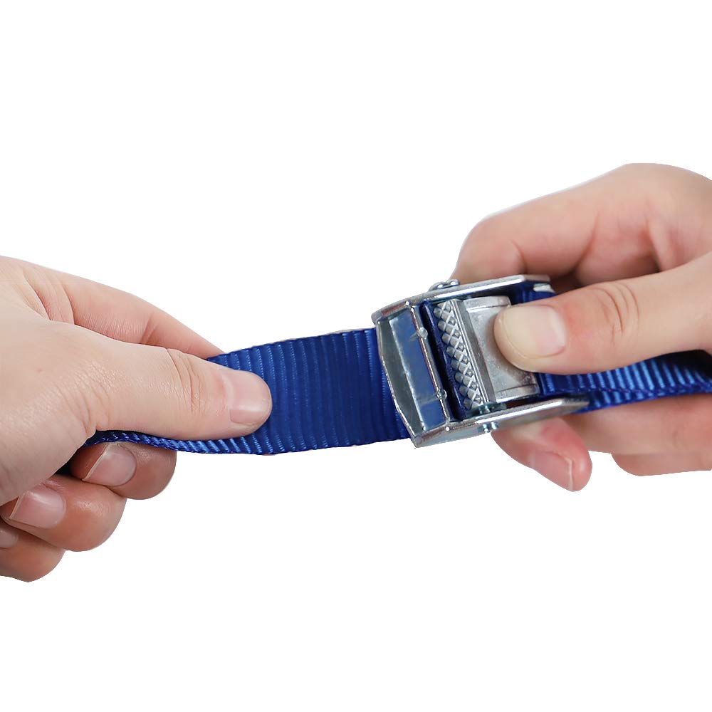 Xstrap Standard Cam Buckle Straps 6Pk 8Ft Powersports Tie-Downs 1-Inch Blue Lashing Straps With Carry Bag, Ideal For Securing Ca