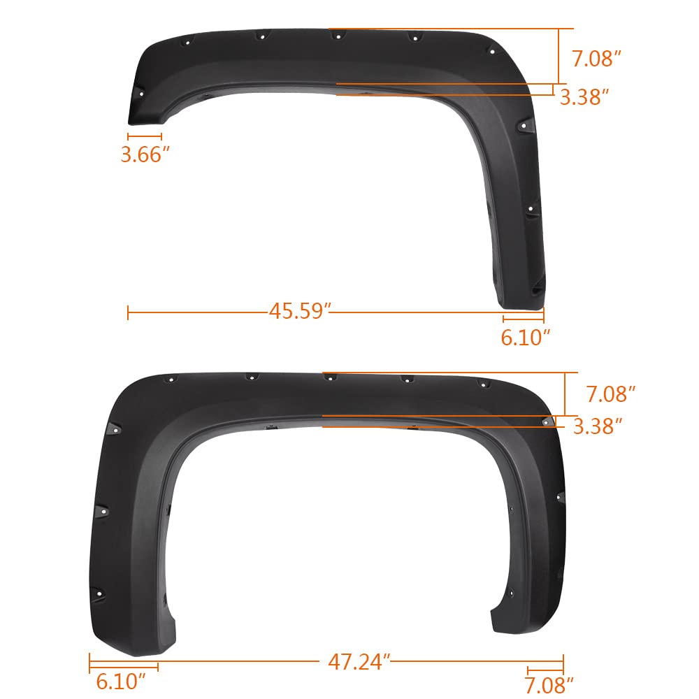 G-PLUS Fender Flares Fit for 2007-2013 Chevy Silverado 1500 2500HD/3500HD (78.7/97.6 Bed Fleetside Models Only/Not Compatibl