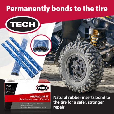 TECH Permacure II Insert Plugs, 3-3/4'' (95mm) - Heavy-Duty Natural Rubber for Stronger Flat Fixes, Compatible with Tubeless Plu