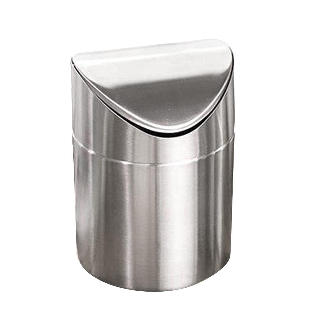 HEAVENGLOW Stainless Steel Mini Dustbin Table Rubbish Bin Auto Car Trash Can
