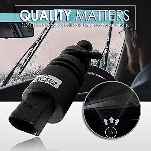 Mean Mug Auto 16212-21675A Windshield Washer Pump with 2x Screen Grommet - Compatible with BMW - Replace OEM #: 67128362154, 67128377612, 61667006063