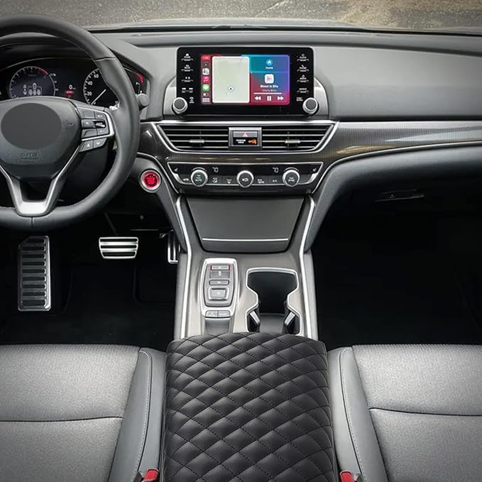 Kmmotors Mdx(2014~2020) Center Console Cover, Armrest Cushion, Vegan Leather, Car Accessories, Car Gadgets (Mdx 2014~2020, Black