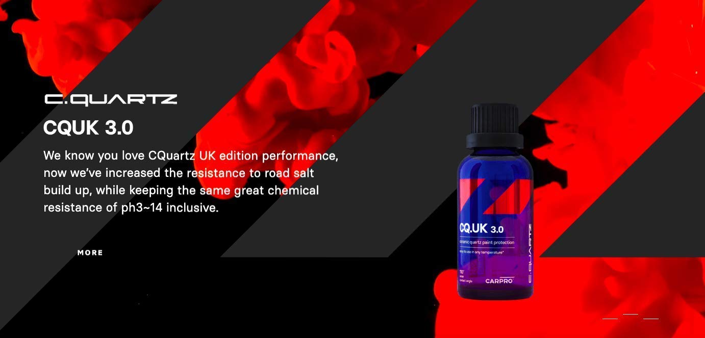 Carpro Cquartz Uk 3.0 - Ceramic Coating For Cars, Quartz Based Nanotechnology, Bonds To Paint, Glass, Metal And Plastic - (50Ml Kit W/Reload 2.0)